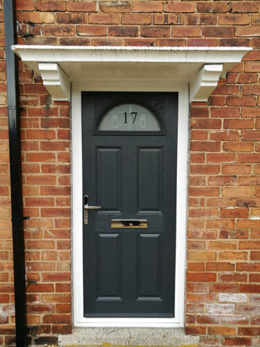 Grey Woodgrain Effect Composite Door Exterior
