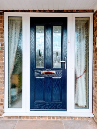 Dark Blue Woodgrain Effect Composite Door Exterior