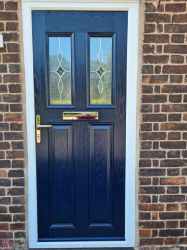 Blue Woodgrain Effect Composite Door Exterior
